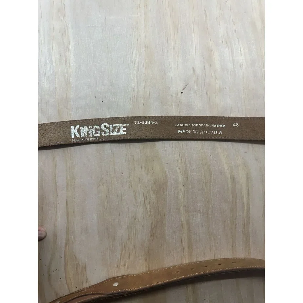 King Size Genuine Leather Belt‎ Sz 48” Brown Made In America Men’s